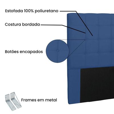 Cabeceira King 1,95m Verona Suede Azul Marinho