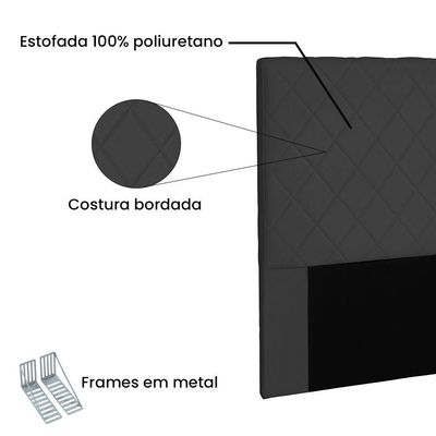 Cabeceira King 1,95m Esmeralda Suede Preto