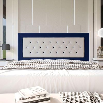 Cabeceira King 1,95m Havana Suede Branco Azul