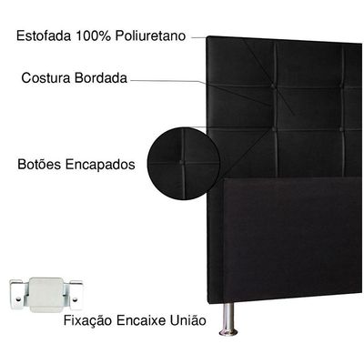 Cabeceira King 1,95m Roma Suede - Pallazio Cor Preto