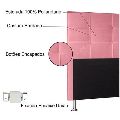 Cabeceira King 1,95m Roma Suede - Pallazio Cor Rosa