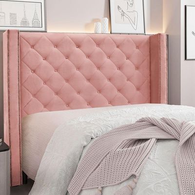 Cabeceira King 1,95m Vicenza Veludo Rosa