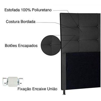 Cabeceira King 1,95m Roma Corano Preto - Pallazio