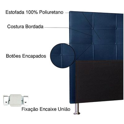 Cabeceira King 1,95m Roma Suede Azul Marinho - Pallazio