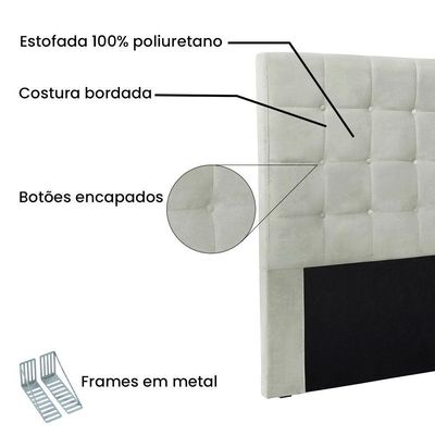 Cabeceira King 1,95m Verona Veludo Cinza Prata