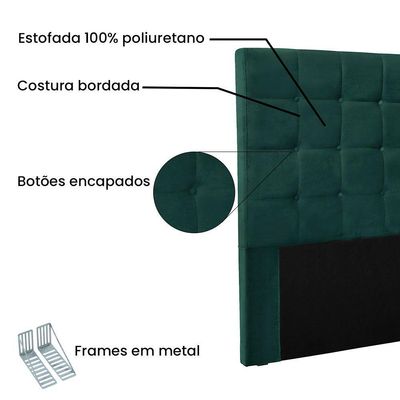 Cabeceira King 1,95m Verona Veludo Verde Floresta