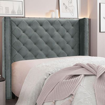 Cabeceira King 1,95m Vicenza Veludo Cinza Chumbo