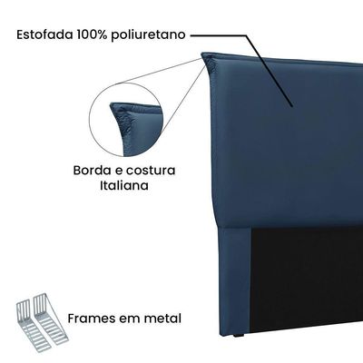 Cabeceira King 1,95m Veneza Veludo Azul Marinho