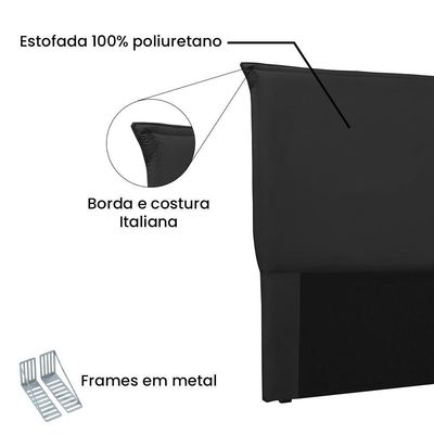 Cabeceira King 1,95m Veneza Veludo Preto