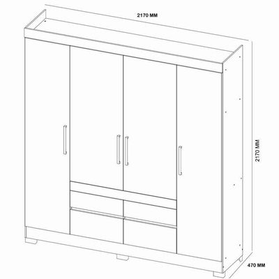 Guarda Roupa Demobile 4 Portas 6 Gavetas Amendola/off White