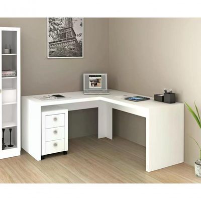 Escrivaninha Para Escritorio Angular Me4116 Branco Branco