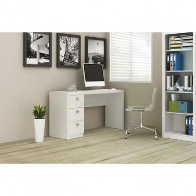 Escrivaninha 03 Gavetas Reversível Me4102 Branco Branco
