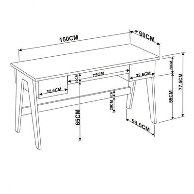 Escrivaninha Para Escritorio 26106 Linha Trend Hanover Off W