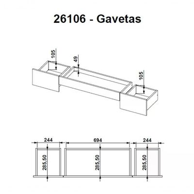 Escrivaninha Para Escritorio 26106 Linha Trend Hanover Off W