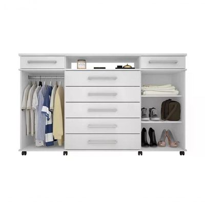 Comoda 07 Gavetas London Branco Com Rodizios Branco