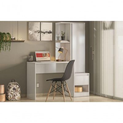 Bancada Office Com Estante Walker Branco
