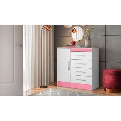 Gaveteiro 1 Porta Silvie Branco Rosa