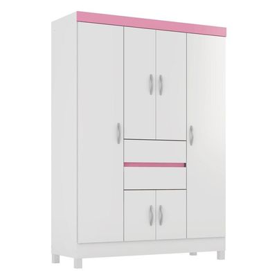Guarda Roupa Pescara Branco/rosa/branco