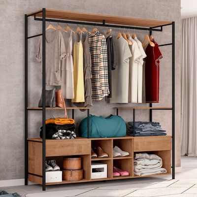 Guarda Roupa Casal Industrial 174cm 02 Gavetas Preto