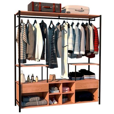 Guarda Roupa Casal Industrial 174cm 02 Gavetas Preto