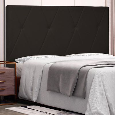 Cabeceira Estofada Cama Box Casal King Size 195cm Marrom