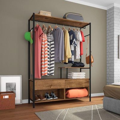Guarda Roupa Casal Closet 02 Gavetas Preto Demolição