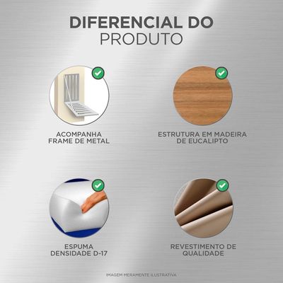 Cabeceira Estofada Box Casal King Size 193cm Com Frame Cinza
