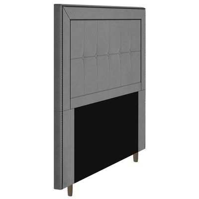 Cabeceira Box Casal King Size 195cm Com Tachas E Frame Cinza