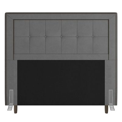 Cabeceira Box Casal King Size 195cm Com Tachas E Frame Cinza
