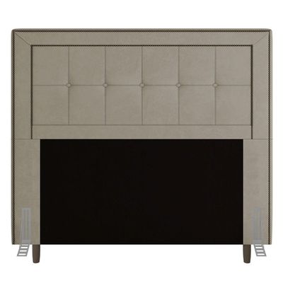 Cabeceira Box Casal King Size 195cm Com Tachas E Frame Bege