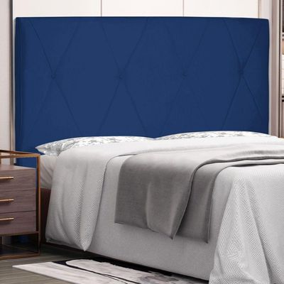 Cabeceira Estofada Box Casal King Size 195cm Azul Marinho