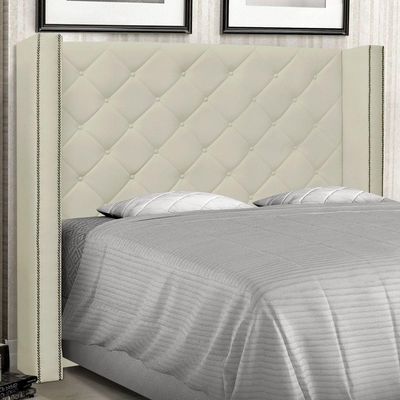 Cabeceira Estofada Box Casal King Size Alteza 195cm Bege