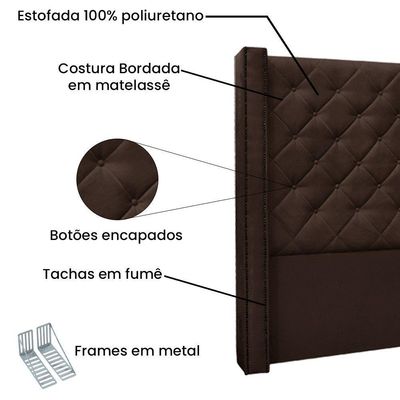 Cabeceira Estofada Box Casal King Size Alteza 195cm Café