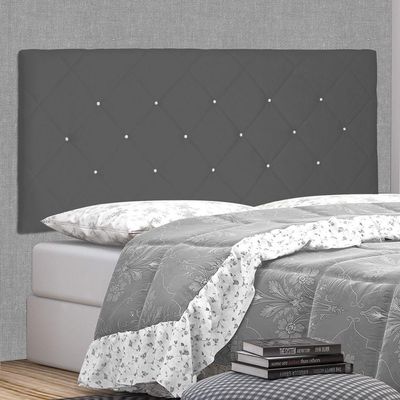 Cabeceira Painel Estofada Box Casal King Tânia 195cm Cinza