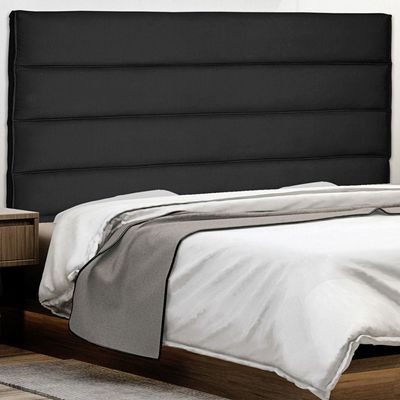 Cabeceira Estofada Box Casal King Size 195cm Suede Preto