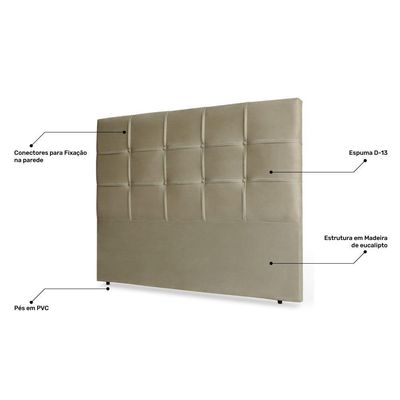 Cabeceira Estofada Box Casal King Size 195cm Bege Escuro