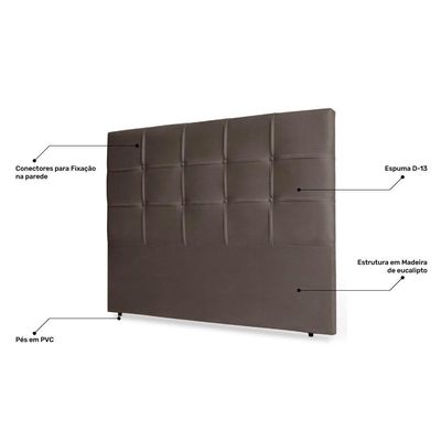 Cabeceira Estofada Box Casal King Size 195cm Marrom