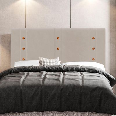 Cabeceira Cama Box Casal King Size Roma 195cm Veludo Bege