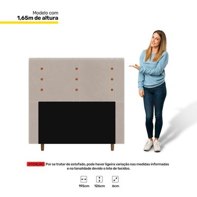 Cabeceira Cama Box Casal King Size Roma 195cm Veludo Bege