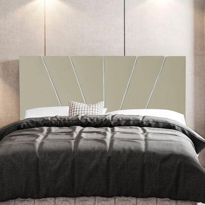 Cabeceira Cama Box Casal King Size Dallas 195cm Veludo Bege