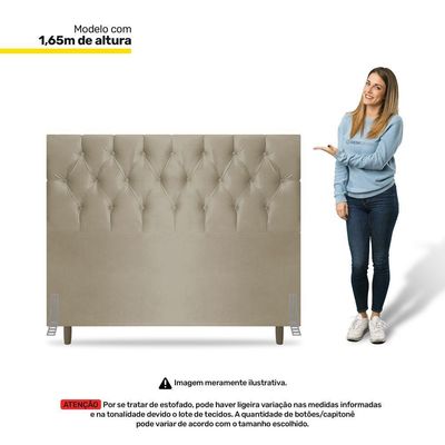 Cabeceira Cama Box Casal King Size Madrid 195cm Suede Bege