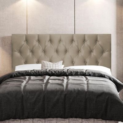 Cabeceira Cama Box Casal King Size Madrid 195cm Suede Bege
