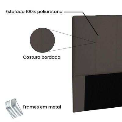 Cabeceira Estofada Box Casal King Size Ravenna 195cm Café