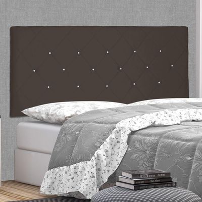 Cabeceira Painel Estofada Box Casal King Tânia 195cm Café