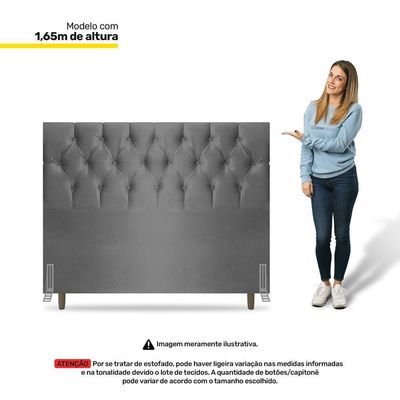 Cabeceira Cama Box Casal King Size Madrid 195cm Suede Cinza