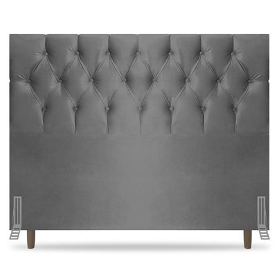 Cabeceira Cama Box Casal King Size Madrid 195cm Suede Cinza