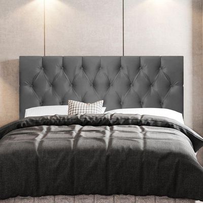 Cabeceira Cama Box Casal King Size Madrid 195cm Suede Cinza