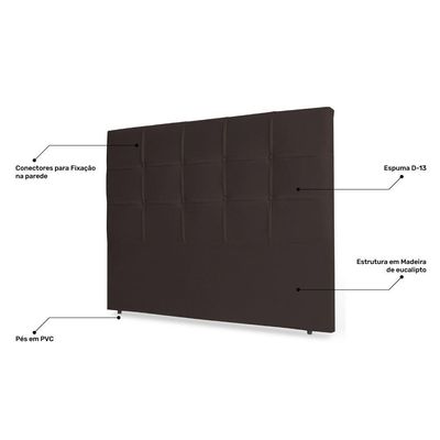 Cabeceira Estofada Box Casal King Size 195cm Marrom Cacau