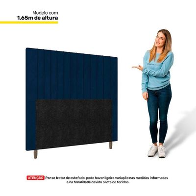 Cabeceira Cama Box Casal King 195cm Veludo Azul Marinho