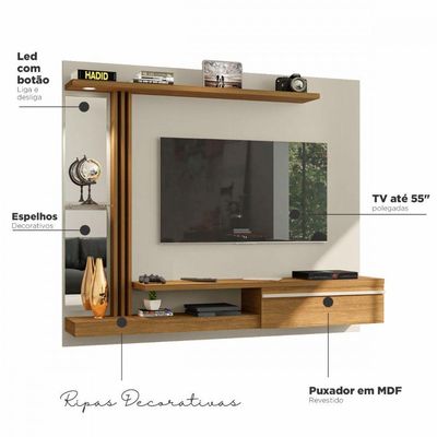 Painel Para Tv 55" Denver Bechara Off White C/Cinamomo